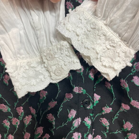 & Other Stories Embroidered Jacquard Mini Dress with Contrasting Cotton Sleeves - Picture 6 of 12